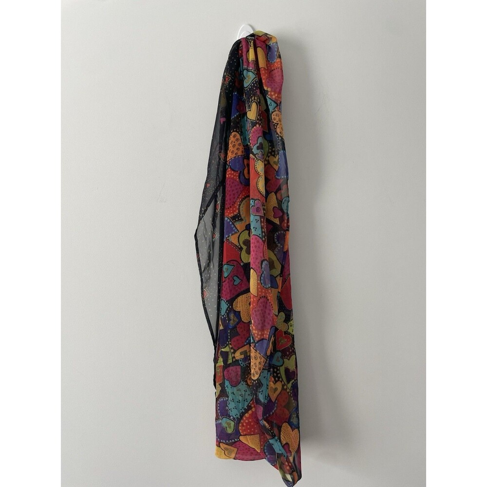 Laurel Burch 66 x 18 Infinity Scarf Hearts Novelty Print Multicolor Hippie Boho
